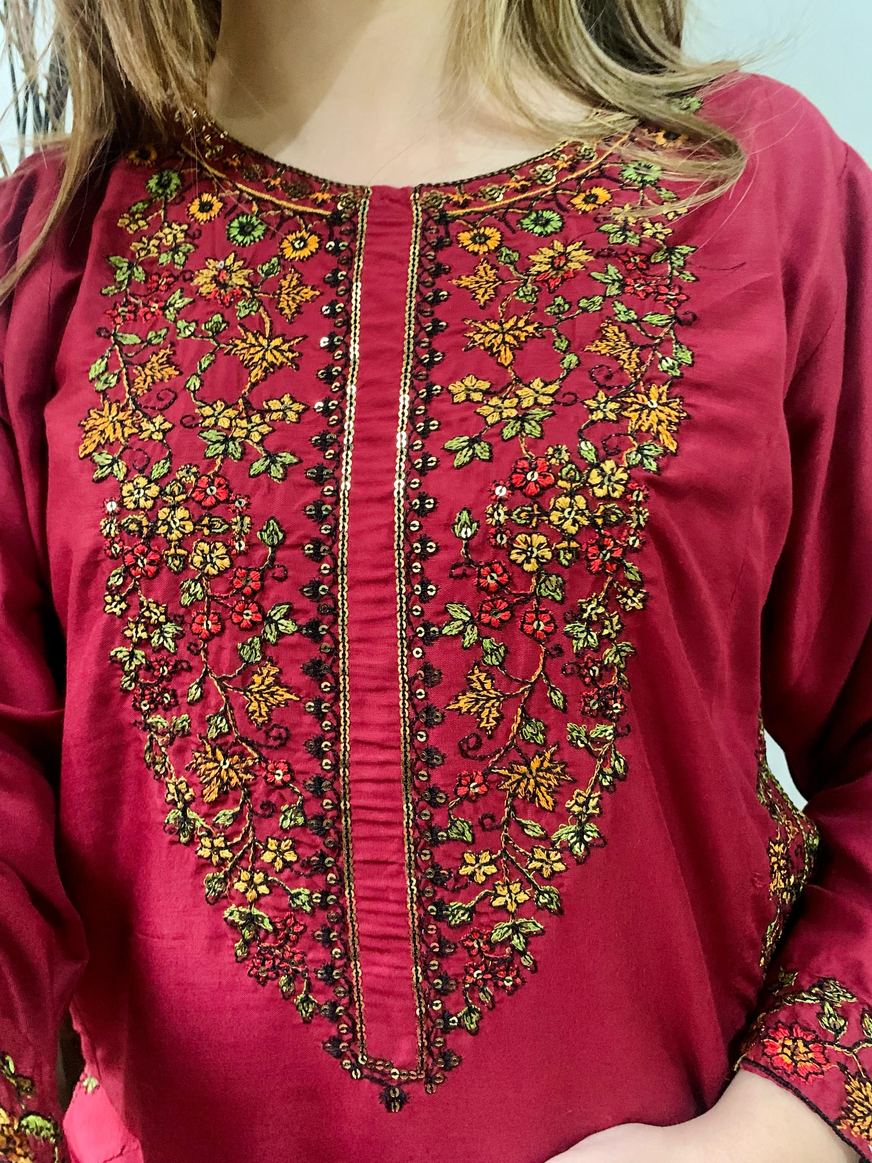EMBROIDERY Co-Ords 2Pc side pockets fancy dress