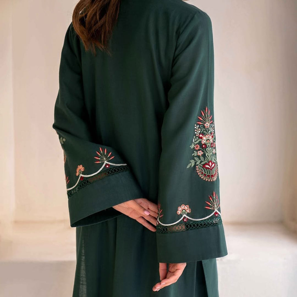 Hania Embroidery Long Length shirt with trouser 2 pieces stitched dress for girls