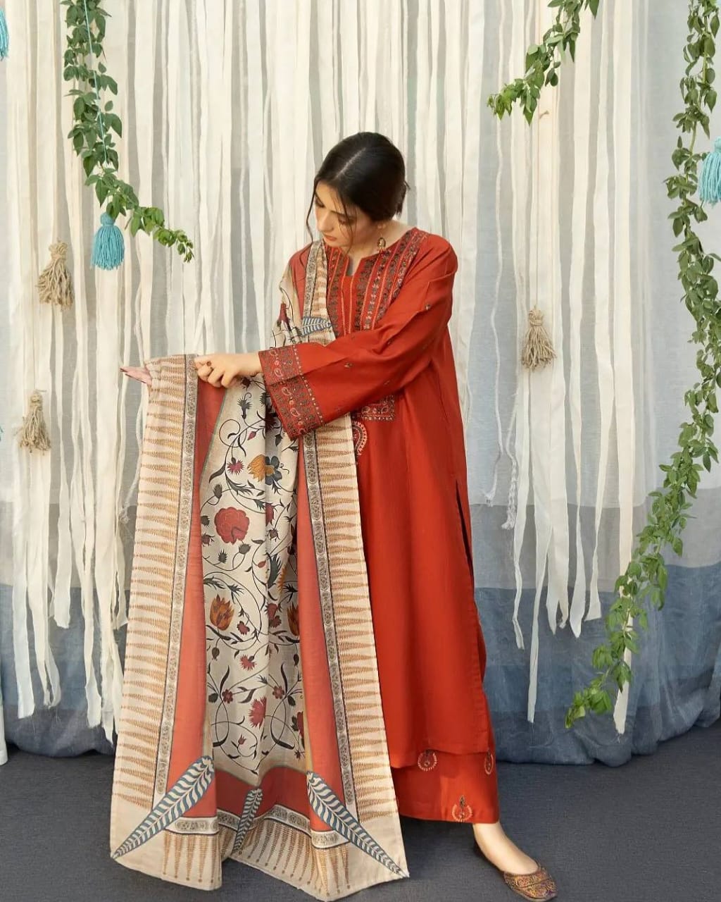 AYAT- 3PC EMBROIDERED WITH  DIGITAL DUPPATA