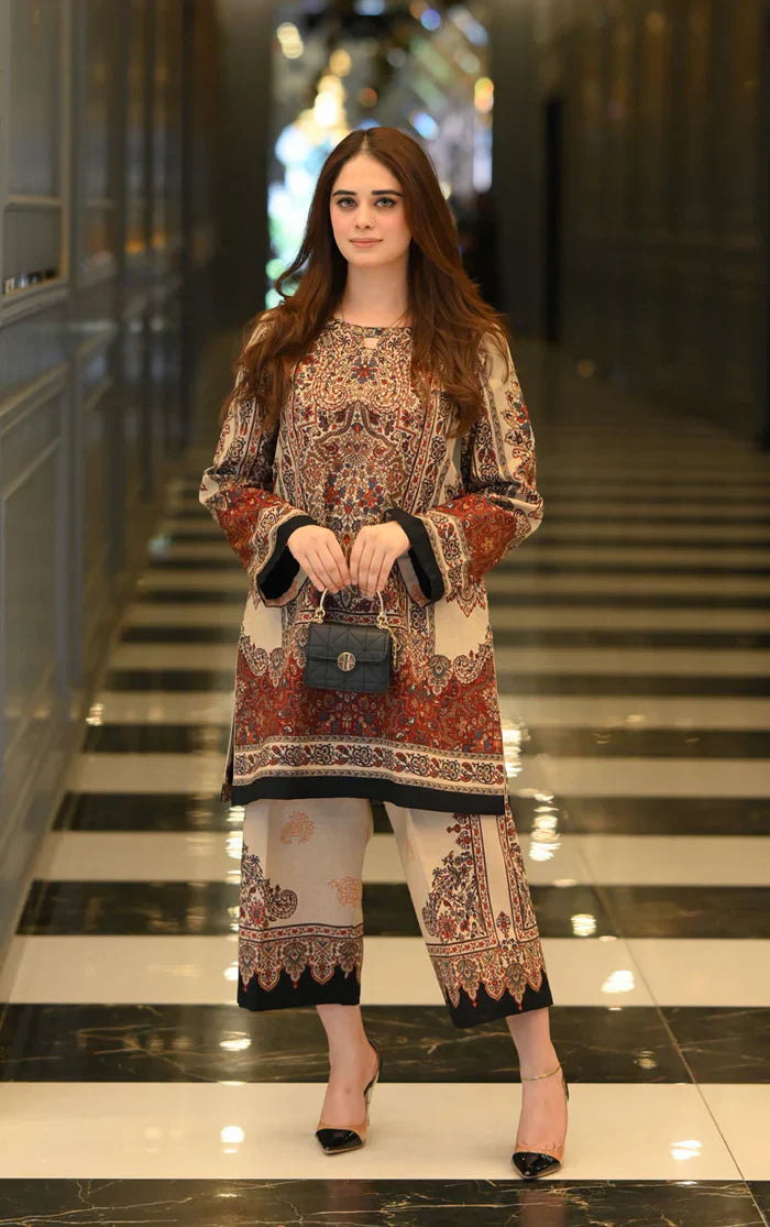 Skin Brown Vintage Digital Printed CO-ORD Set