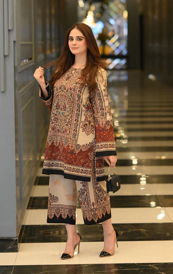 Skin Brown Vintage Digital Printed CO-ORD Set