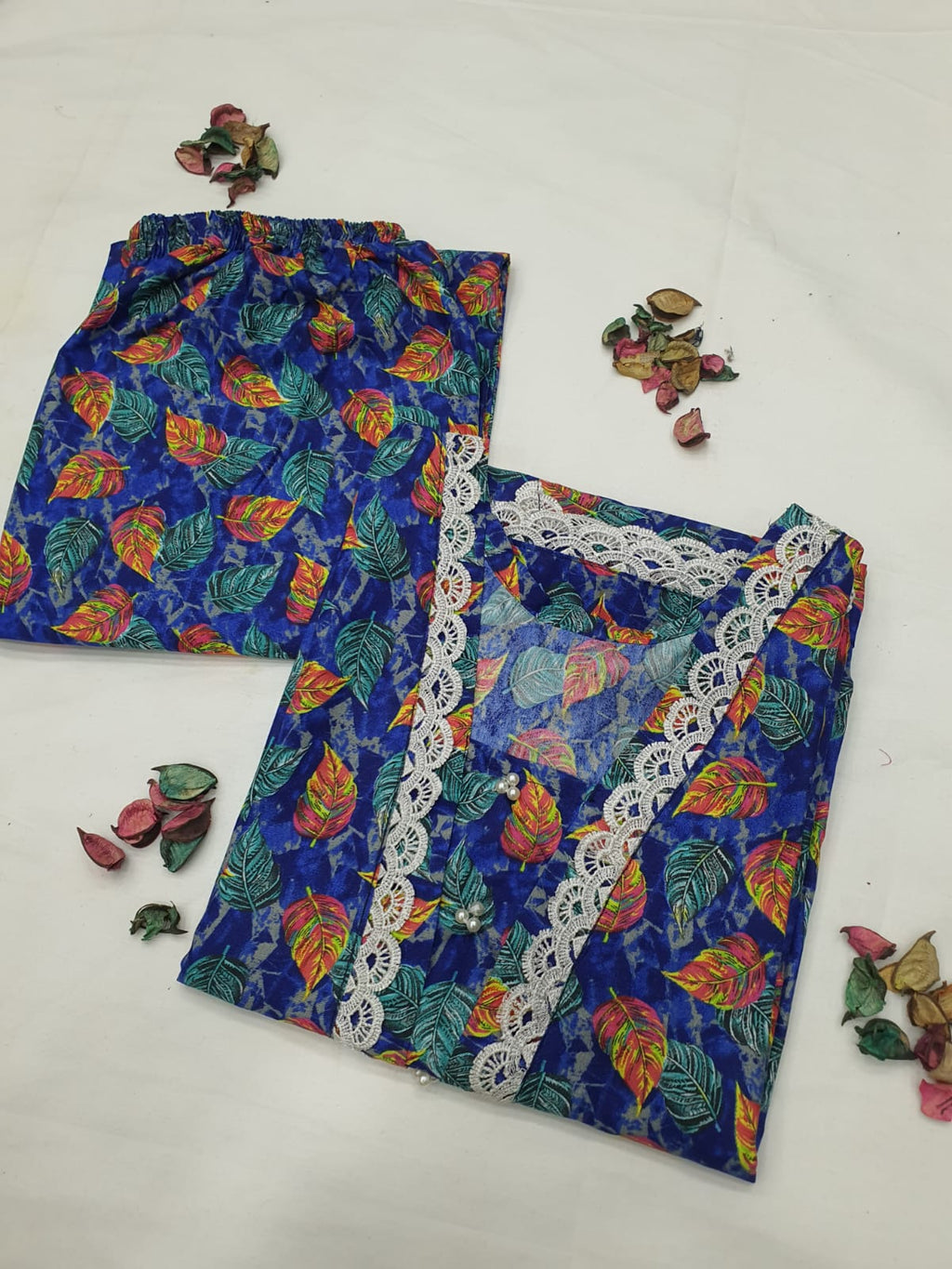 Cotton 2-Piece Stitched Set with Elegant Lace Detailing – Long Length Outfit