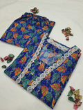 Cotton 2-Piece Stitched Set with Elegant Lace Detailing – Long Length Outfit