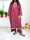 Cotton 2-Piece Stitched Set with Elegant Lace Detailing – Long Length Outfit