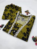 Cotton 2-Piece Stitched Set with Elegant Lace Detailing – Long Length Outfit