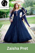 Neck, Sleeves Kaya Work Embroidered Long Maxi With Lace Work Dupatta Trouser 3Pcs
